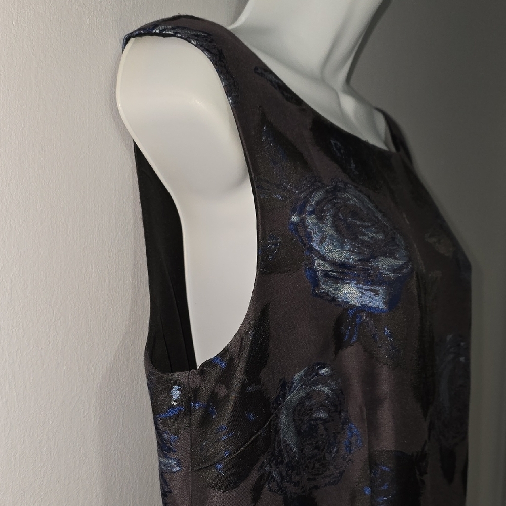 Talbots Black and Blue Floral Midi Dress - Picture 4 of 12